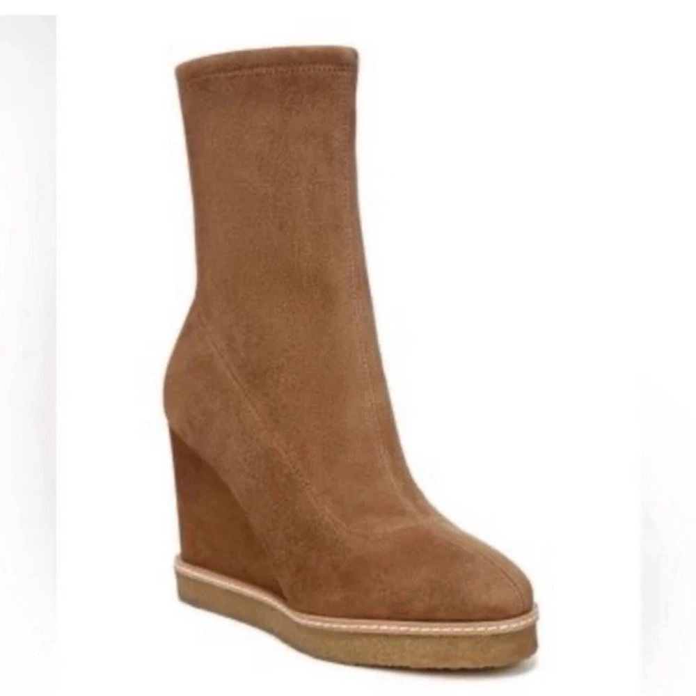 Veronica Beard Arlo brown stretch suede wedge ankle boots 8.5